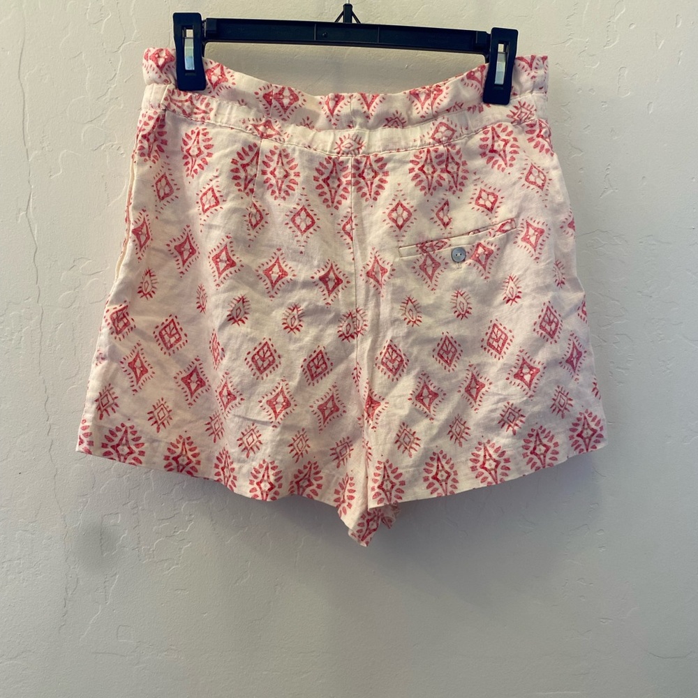 Artisan NY Cream & Red Linen Shorts Size S - Picture 2 of 9